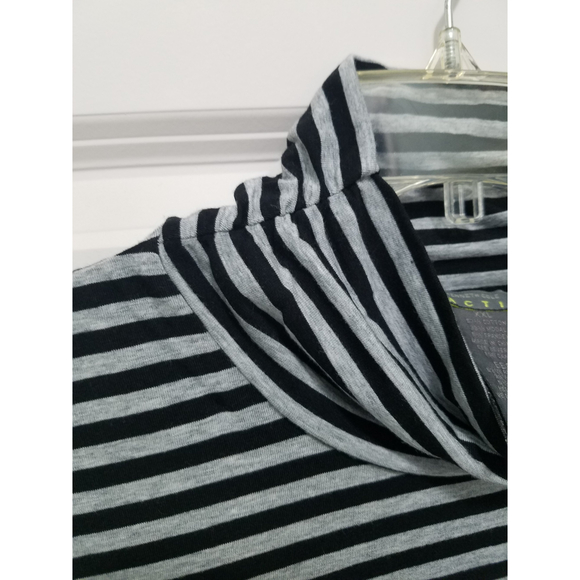 Kenneth Cole Reaction XXL Women's Turtleneck Black/Gray Stripes Short Sleeve Top - Picture 5 of 10